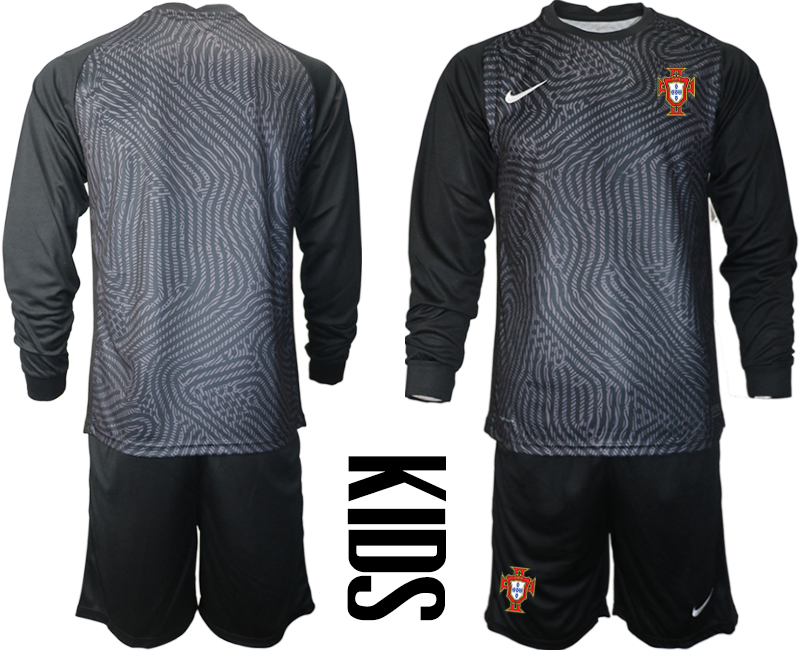 Youth 2021 European Cup Portugal black Long sleeve goalkeeper Soccer Jersey1